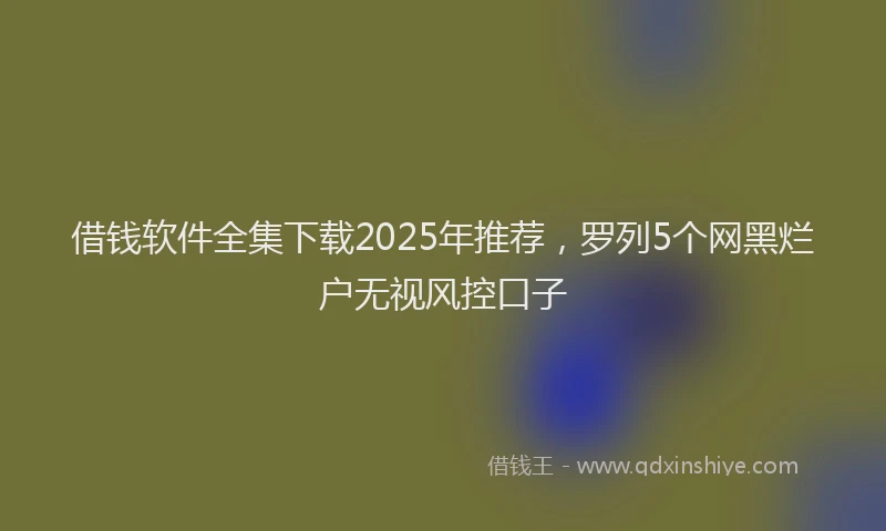 借钱软件全集下载2025年推荐，罗列5个网黑烂户无视风控口子