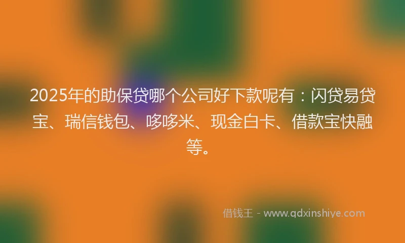 2025年的助保贷哪个公司好下款呢有：闪贷易贷宝、瑞信钱包、哆哆米、现金白卡、借款宝快融等。