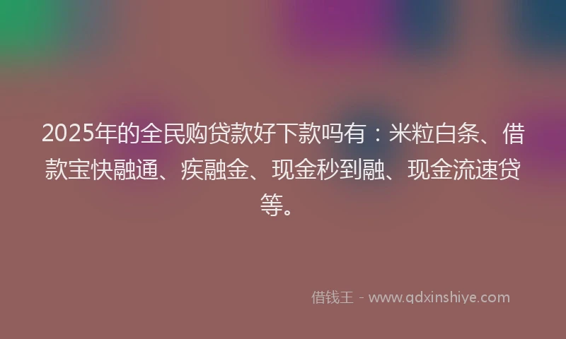 2025年的全民购贷款好下款吗有：米粒白条、借款宝快融通、疾融金、现金秒到融、现金流速贷等。