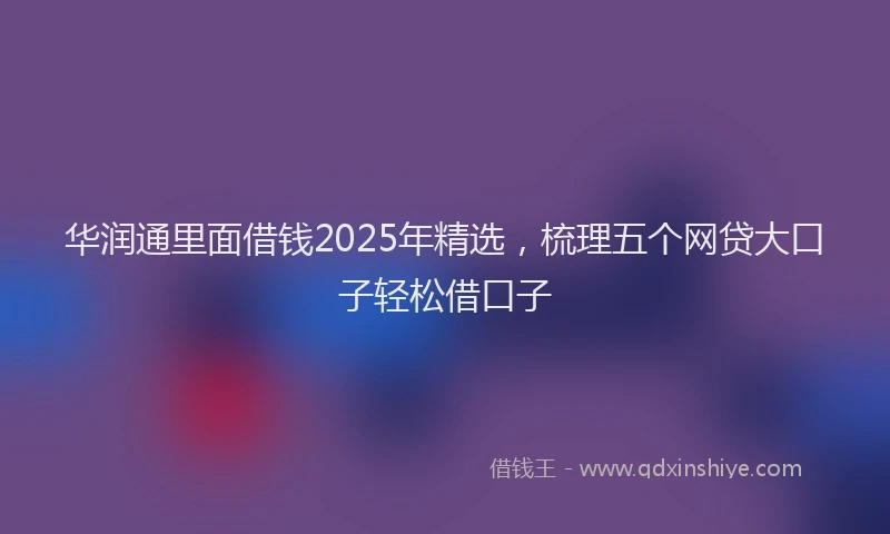 华润通里面借钱2025年精选，梳理五个网贷大口子轻松借口子