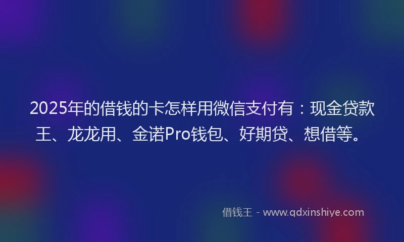 2025年的借钱的卡怎样用微信支付有：现金贷款王、龙龙用、金诺Pro钱包、好期贷、想借等。