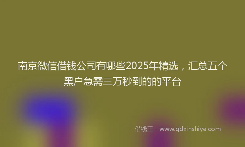 南京微信借钱公司有哪些2025年精选，汇总五个黑户急需三万秒到的的平台