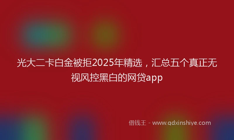 光大二卡白金被拒2025年精选，汇总五个真正无视风控黑白的网贷app