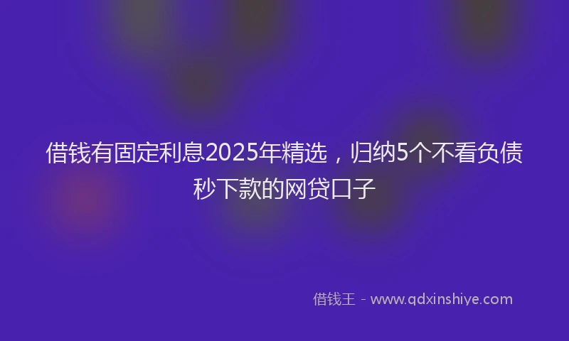 借钱有固定利息2025年精选，归纳5个不看负债秒下款的网贷口子