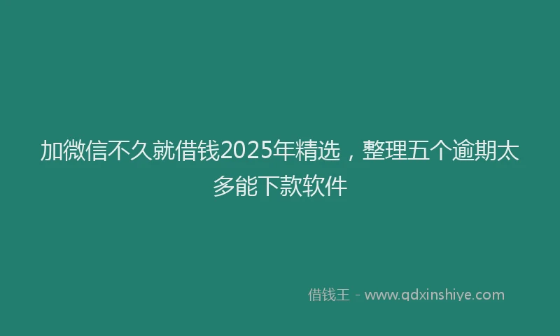 加微信不久就借钱2025年精选，整理五个逾期太多能下款软件