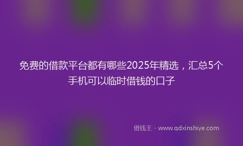 免费的借款平台都有哪些2025年精选，汇总5个手机可以临时借钱的口子