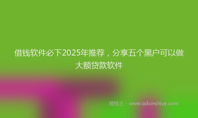 借钱软件必下2025年推荐，分享五个黑户可以做大额贷款软件