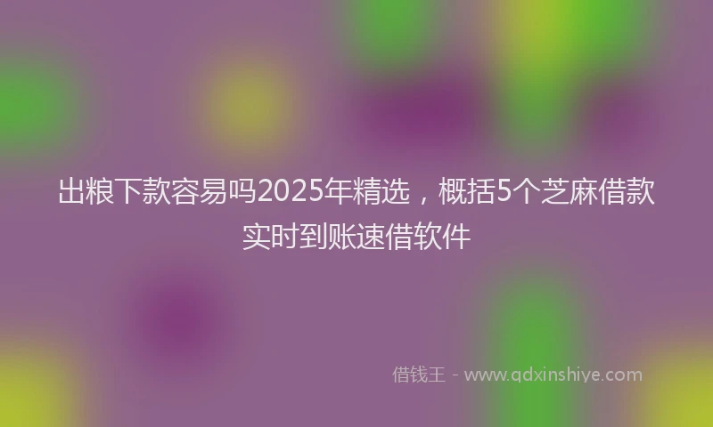 出粮下款容易吗2025年精选，概括5个芝麻借款实时到账速借软件