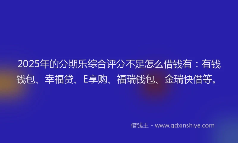 2025年的分期乐综合评分不足怎么借钱有：有钱钱包、幸福贷、E享购、福瑞钱包、金瑞快借等。