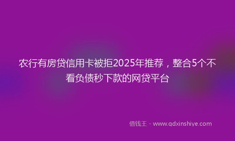 农行有房贷信用卡被拒2025年推荐，整合5个不看负债秒下款的网贷平台