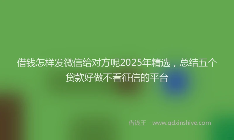 借钱怎样发微信给对方呢2025年精选，总结五个贷款好做不看征信的平台