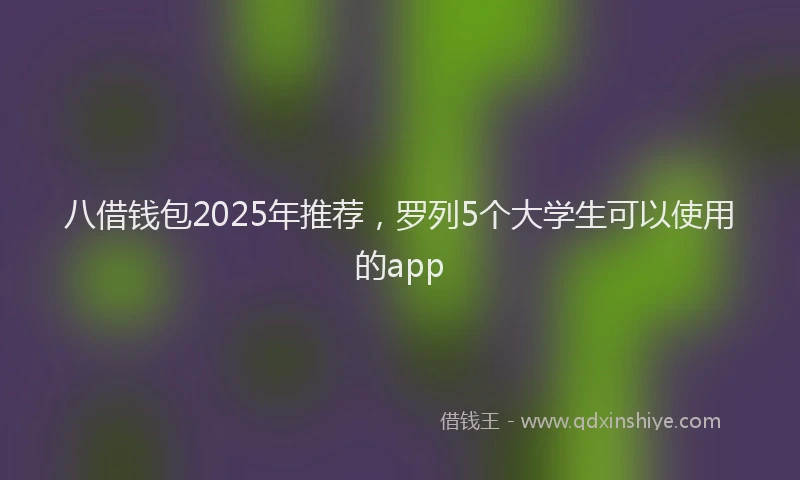 八借钱包2025年推荐，罗列5个大学生可以使用的app