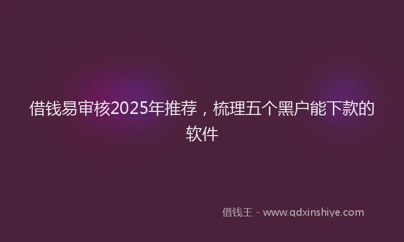 借钱易审核2025年推荐，梳理五个黑户能下款的软件