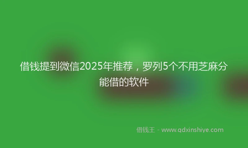 借钱提到微信2025年推荐，罗列5个不用芝麻分能借的软件