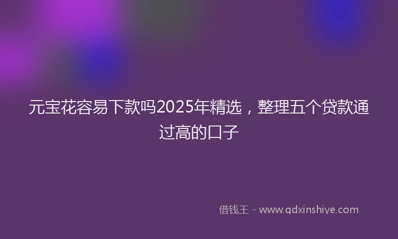 元宝花容易下款吗2025年精选，整理五个贷款通过高的口子