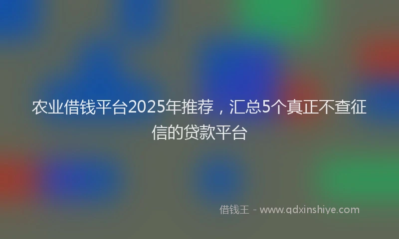 农业借钱平台2025年推荐，汇总5个真正不查征信的贷款平台