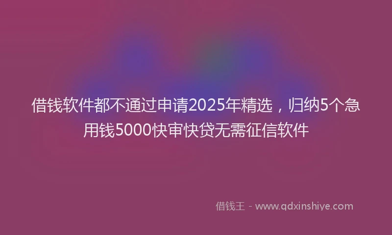 借钱软件都不通过申请2025年精选，归纳5个急用钱5000快审快贷无需征信软件