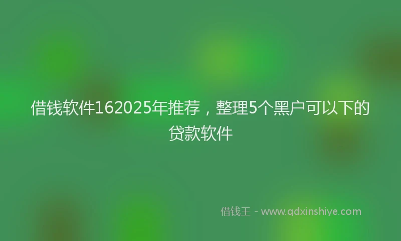 借钱软件162025年推荐，整理5个黑户可以下的贷款软件
