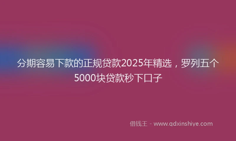 分期容易下款的正规贷款2025年精选，罗列五个5000块贷款秒下口子