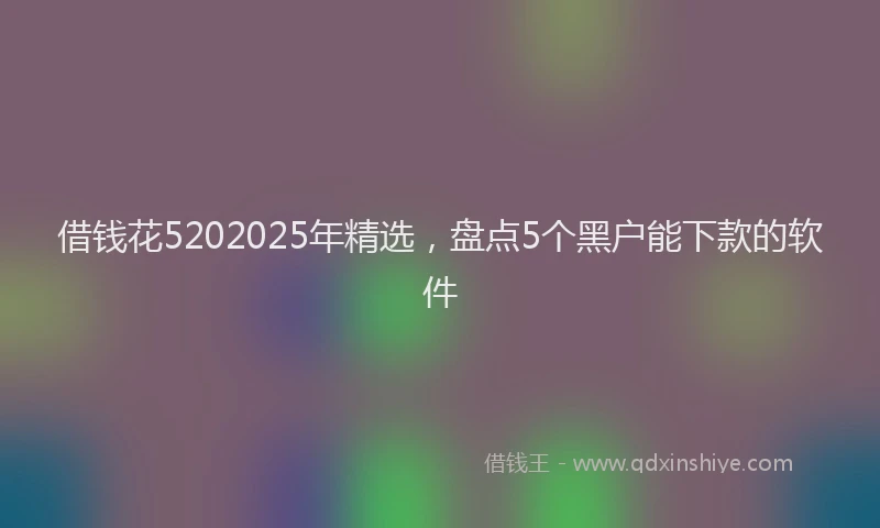 借钱花5202025年精选，盘点5个黑户能下款的软件