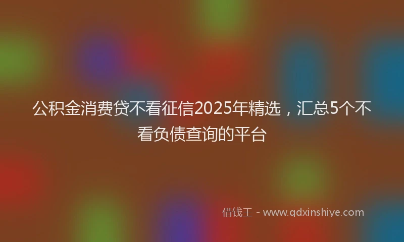公积金消费贷不看征信2025年精选，汇总5个不看负债查询的平台