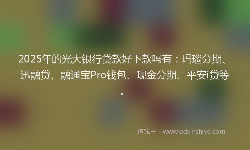 2025年的光大银行贷款好下款吗有：玛瑙分期、迅融贷、融通宝Pro钱包、现金分期、平安i贷等。