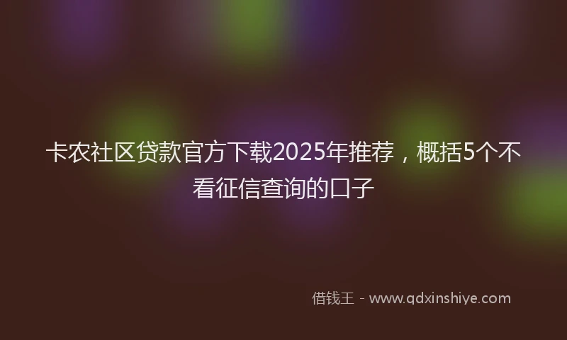 卡农社区贷款官方下载2025年推荐，概括5个不看征信查询的口子