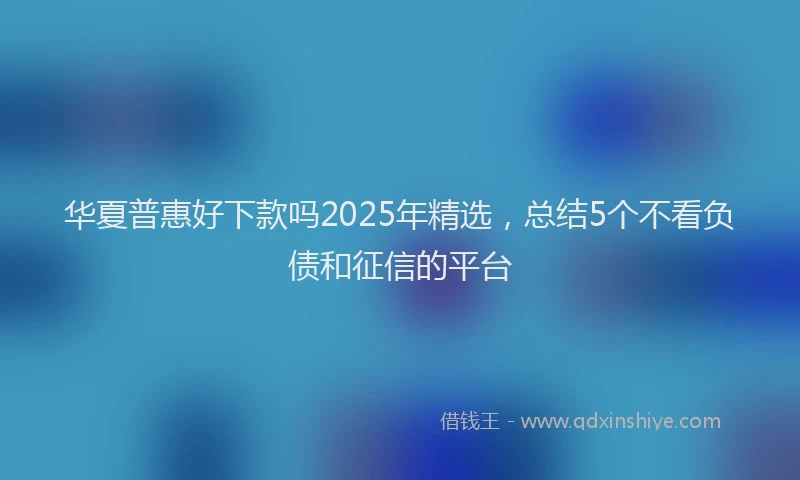 华夏普惠好下款吗2025年精选，总结5个不看负债和征信的平台