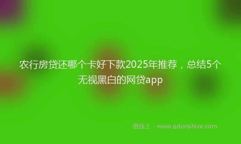 农行房贷还哪个卡好下款2025年推荐，总结5个无视黑白的网贷app