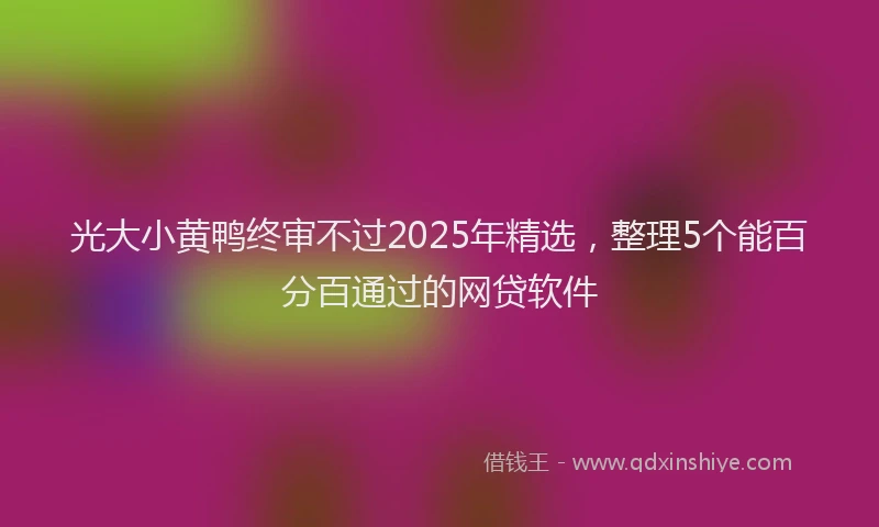 光大小黄鸭终审不过2025年精选，整理5个能百分百通过的网贷软件