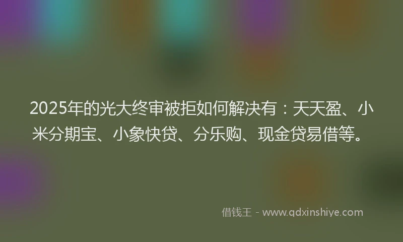 2025年的光大终审被拒如何解决有：天天盈、小米分期宝、小象快贷、分乐购、现金贷易借等。