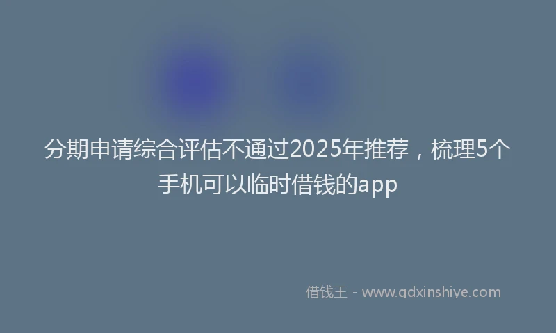 分期申请综合评估不通过2025年推荐，梳理5个手机可以临时借钱的app