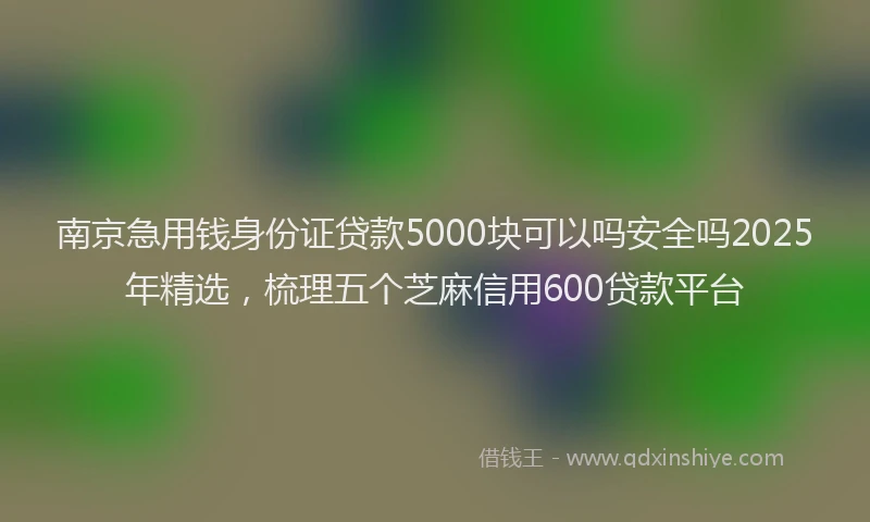 南京急用钱身份证贷款5000块可以吗安全吗2025年精选，梳理五个芝麻信用600贷款平台