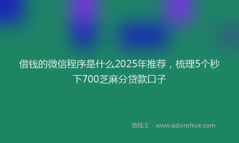 借钱的微信程序是什么2025年推荐，梳理5个秒下700芝麻分贷款口子