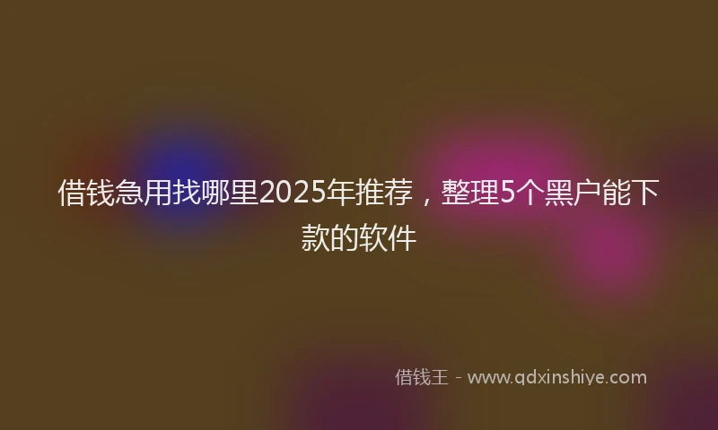 借钱急用找哪里2025年推荐，整理5个黑户能下款的软件