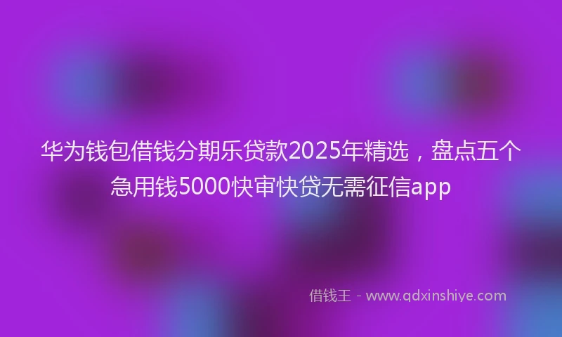 华为钱包借钱分期乐贷款2025年精选，盘点五个急用钱5000快审快贷无需征信app