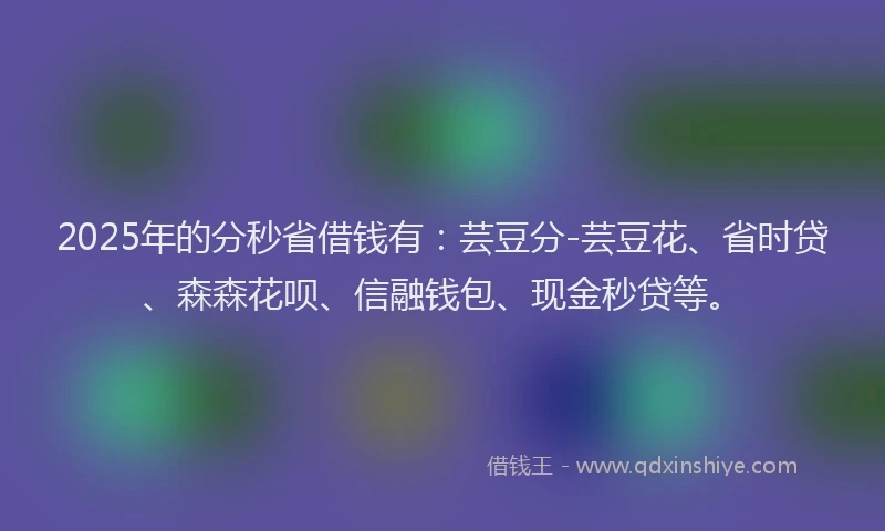 2025年的分秒省借钱有：芸豆分-芸豆花、省时贷、森森花呗、信融钱包、现金秒贷等。