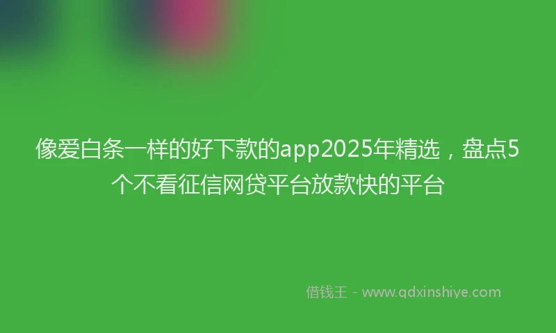 像爱白条一样的好下款的app2025年精选，盘点5个不看征信网贷平台放款快的平台