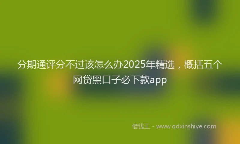 分期通评分不过该怎么办2025年精选，概括五个网贷黑口子必下款app