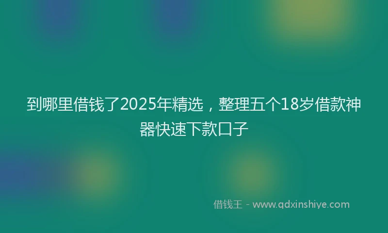 到哪里借钱了2025年精选，整理五个18岁借款神器快速下款口子
