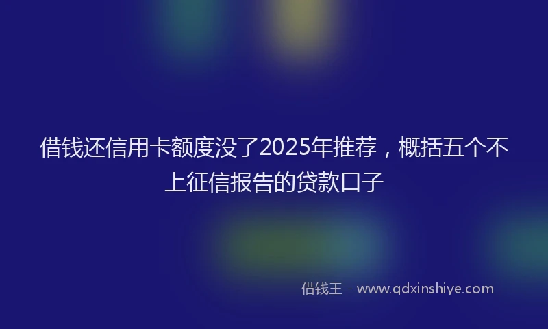 借钱还信用卡额度没了2025年推荐，概括五个不上征信报告的贷款口子
