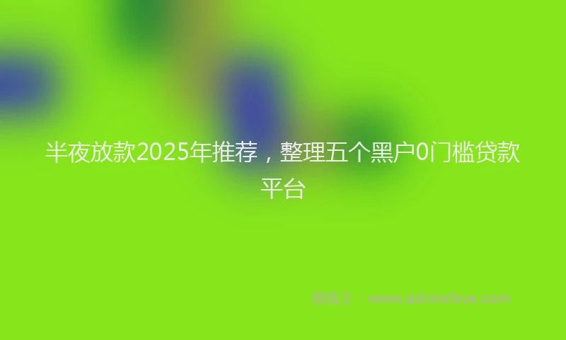 半夜放款2025年推荐，整理五个黑户0门槛贷款平台