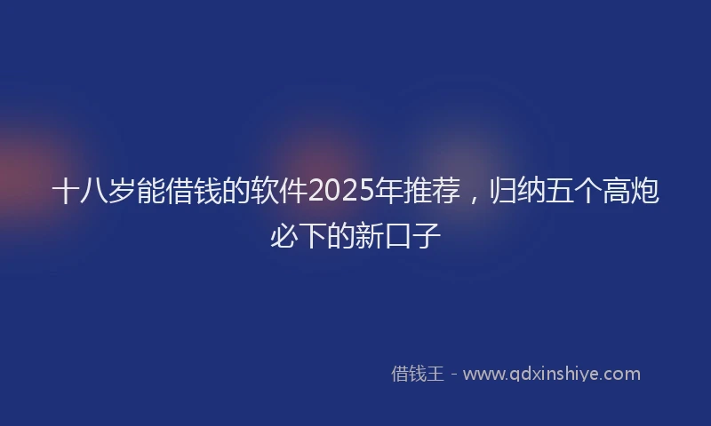 十八岁能借钱的软件2025年推荐，归纳五个高炮必下的新口子