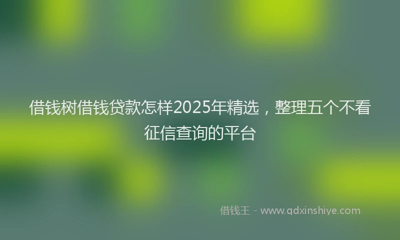 借钱树借钱贷款怎样2025年精选，整理五个不看征信查询的平台