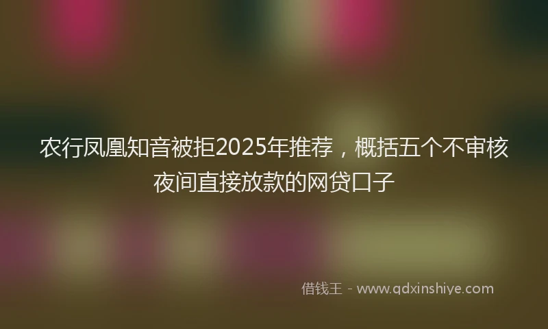 农行凤凰知音被拒2025年推荐，概括五个不审核夜间直接放款的网贷口子