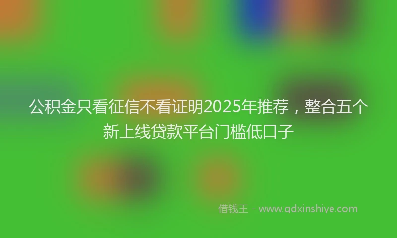 公积金只看征信不看证明2025年推荐，整合五个新上线贷款平台门槛低口子