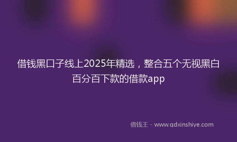 借钱黑口子线上2025年精选，整合五个无视黑白百分百下款的借款app
