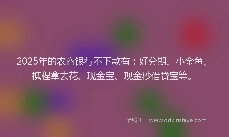 2025年的农商银行不下款有：好分期、小金鱼、携程拿去花、现金宝、现金秒借贷宝等。