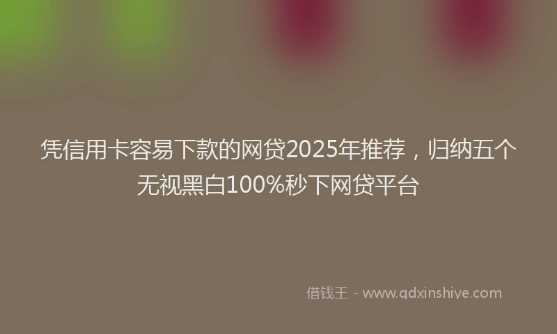 凭信用卡容易下款的网贷2025年推荐，归纳五个无视黑白100%秒下网贷平台