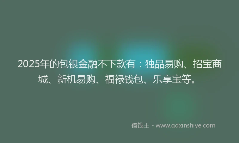 2025年的包银金融不下款有：独品易购、招宝商城、新机易购、福禄钱包、乐享宝等。